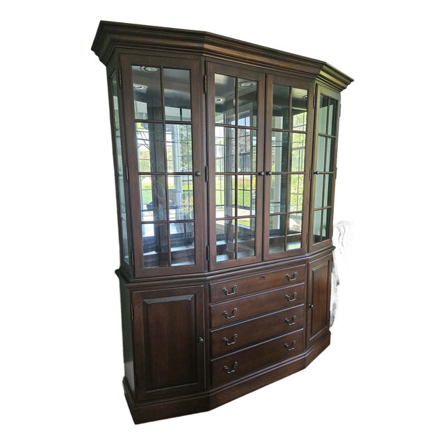 Hitchcock Solid Cherry China Cabinet (2 Piece - Top & Base; Year 1999) For Sale