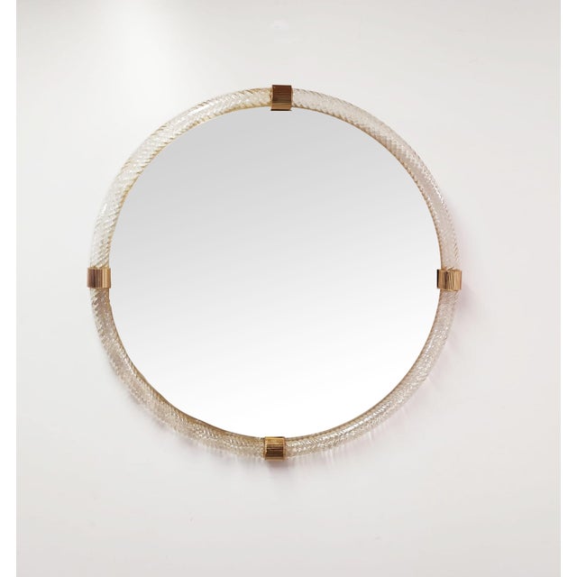 Glass Torchon Ovale Murano Glass Mirror by Fratelli Tosi For Sale - Image 7 of 14