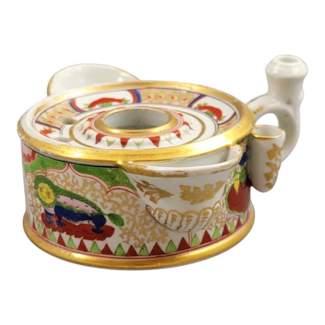 Hollywood Regency Compartments Porcelain Inkwell from Worcester, 1820 For Sale - Image 3 of 16