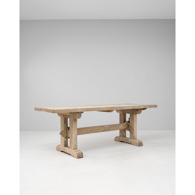 Wood Mid 20th Century France Antique White Wood Dining Table For Sale - Image 7 of 11