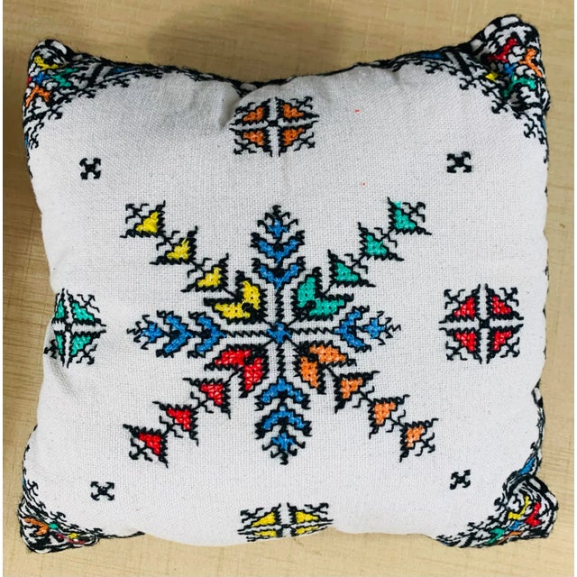 Hand Embroidered Boho Chic Small Compatible Pillows, Set of Four For Sale - Image 4 of 11