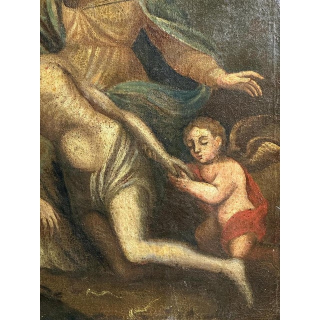 Spanish Baroque Artist, Pietà with Mater Dolorosa and Angel, 1700s, Oil on Canvas For Sale - Image 7 of 11