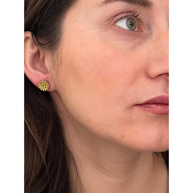 2 Carat Yellow Diamond Floral Cluster Flower Stud Earrings 14 Karat White Gold For Sale - Image 13 of 18