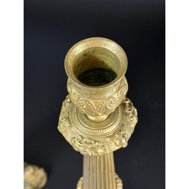 French Louis XV Revival Gilt Bronze Candlesticks, 1800s, Set of 2 For Sale - Image 10 of 15