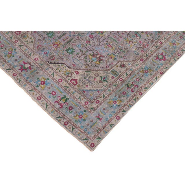 Boho Chic 1990's Vintage Gray/Blue Wool Rug - 6'4'' X 9'7'' For Sale - Image 4 of 10