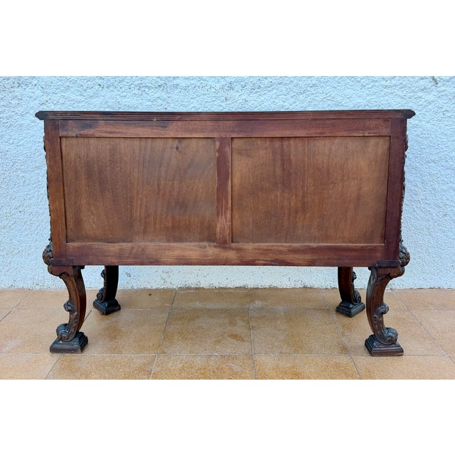 Spanish Baroque Revival Carved Wood Commode with Drawers, 1940 For Sale - Image 10 of 12