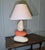 Large Francois Chatain Pebble Lamp from France A Charming piece in Oatmeal and Orange /Red with a Coolie Lampshade All...