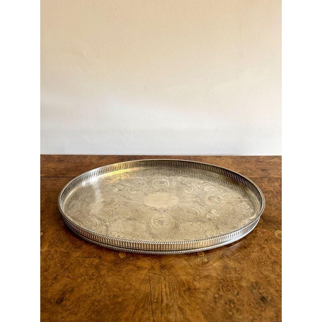 1900 - 1909 Antique Edwardian Silver Plated Tray, 1900 For Sale - Image 5 of 6