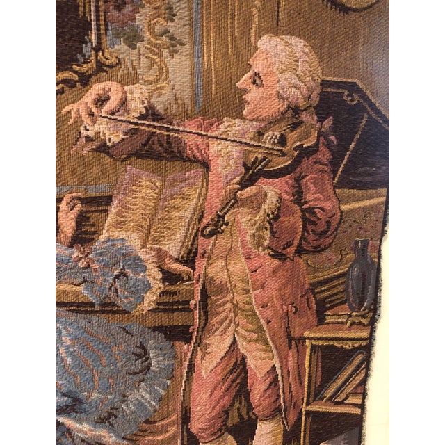 Lovely french tapestry in excellent condition! Depicts a scene of entertaining.