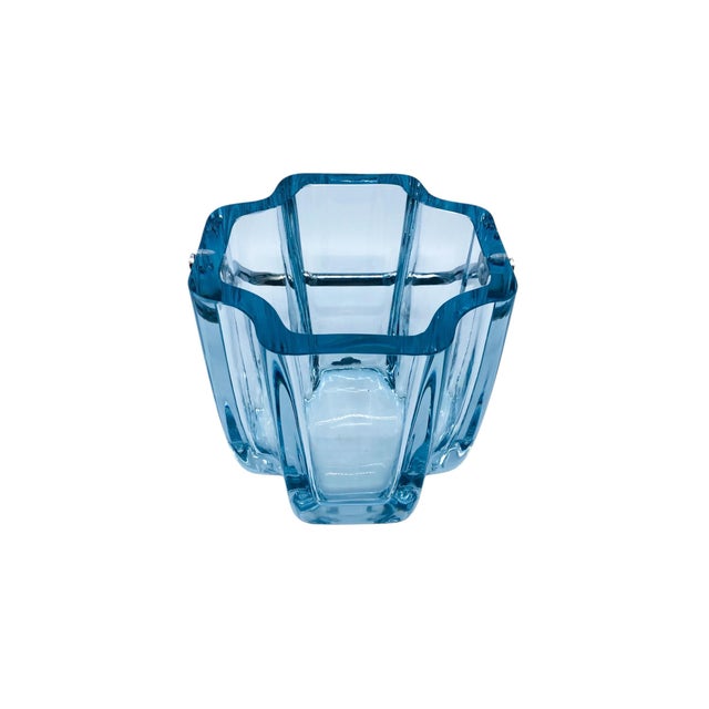 Contemporary Vintage 1960’s Large Blue Crystal Stromberg Ice Bucket For Sale - Image 3 of 4
