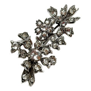Silver and Paste Floral Brooch by Harold A. Lazarus, 1950s For Sale