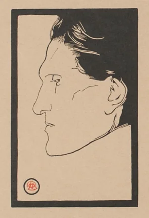 Reinhold Lepsius, Portrait of Stefan George, Original Woodcut, Early 1900