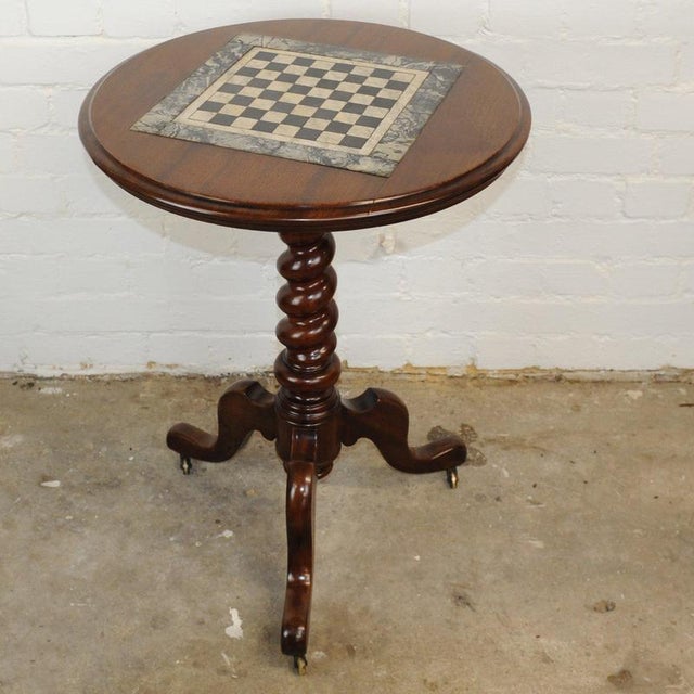 Antique Wooden Chess Table on Wheels, 19th Century For Sale - Image 3 of 14