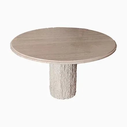 Beige Vintage Balta Dining Table in Italian Travertine and Marble, 1989 For Sale - Image 8 of 8