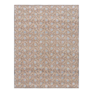 Rug & Kilim’s Modern Block Print Rug in Brown and Blue with Floral Patterns - 8x10 For Sale