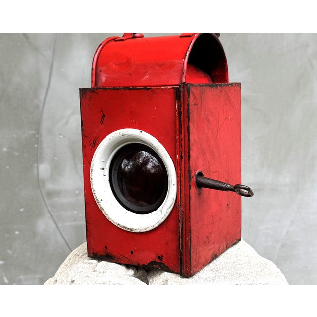 This exceptional set of three vintage railway signal lanterns was sourced in Austria and dates from approximately the...