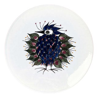 Mid-Century Modern Danish Crazy Bird Design Plate Coaster by Beth Breyen for Royal Copenhagen For Sale