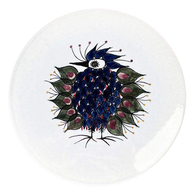 Mid-Century Modern Danish Crazy Bird Design Plate Coaster by Beth Breyen for Royal Copenhagen For Sale