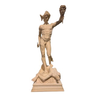 Mid-Century Italian Alabaster Replica of Cellini’s Perseus and Medusa Sculpture by A. Santini For Sale