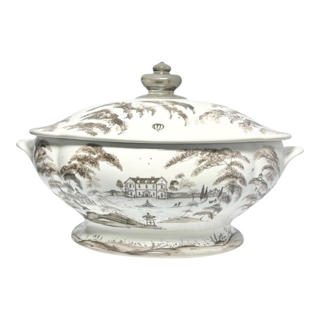 Juliska “Country Estate, Flint (Gray)” Stoneware Soup Tureen Bowl & Lid For Sale