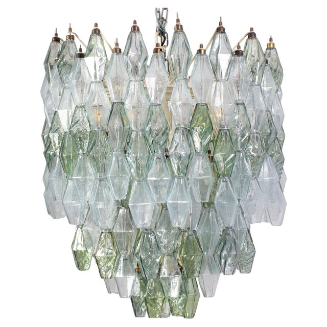 Mid-Century Green and Clear Poliedri Chandelier, 1960 For Sale