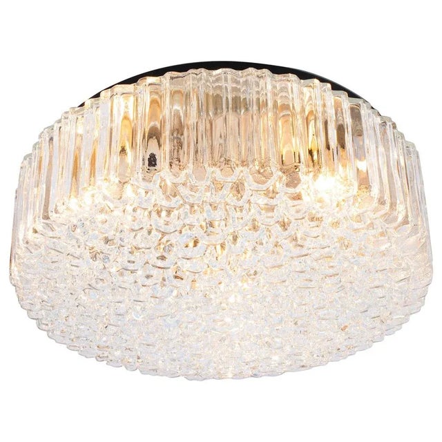 Large Round Glass Flush Mount attributed to Limburg, Germany, 1970s For Sale - Image 12 of 12