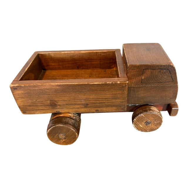 Large Hand Made Solid Wood Wooden Truck Toy Vehicle, Mid-Century Retro American For Sale