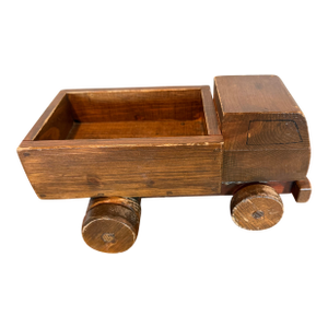 Large Hand Made Solid Wood Wooden Truck Toy Vehicle, Mid-Century Retro American