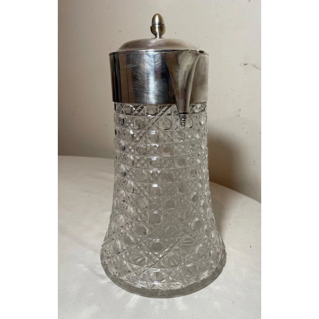 Antique Mappin & Webb Silver Plate Cut Crystal Claret Water Pitcher Ice Chamber For Sale - Image 12 of 17