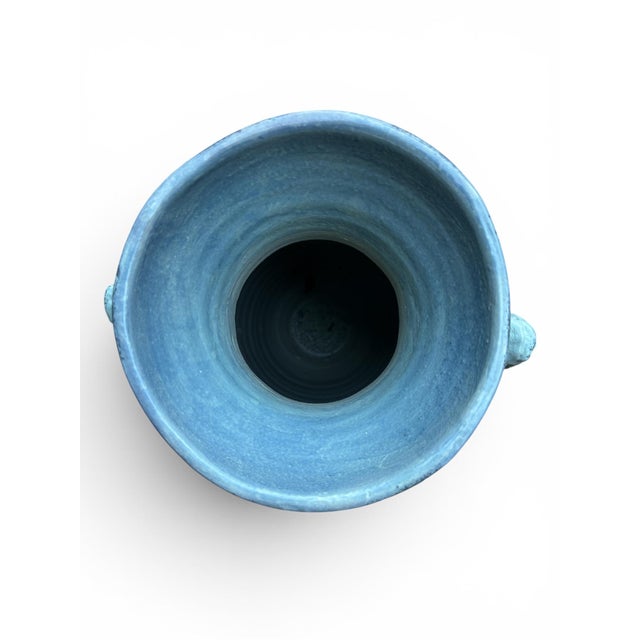 2000 - 2009 Vintage Coastal Seahorse Handle Pottery Vase - Turquoise Glazed Vessel For Sale - Image 5 of 5