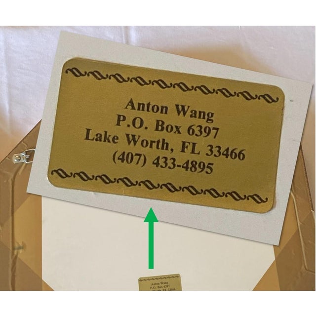 Matched Set of 2 Anton Wang Watercolor on Silk Paintings – Artist Signed and Framed With Chop Mark (Original Vintage Octagon Frames) For Sale - Image 17 of 18