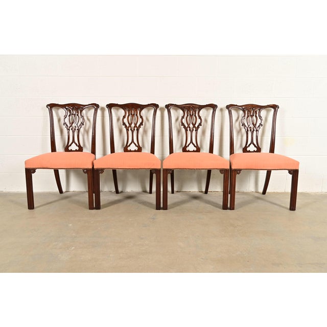Baker Furniture Georgian Carved Mahogany Dining Chairs, Set of Four For Sale - Image 12 of 12