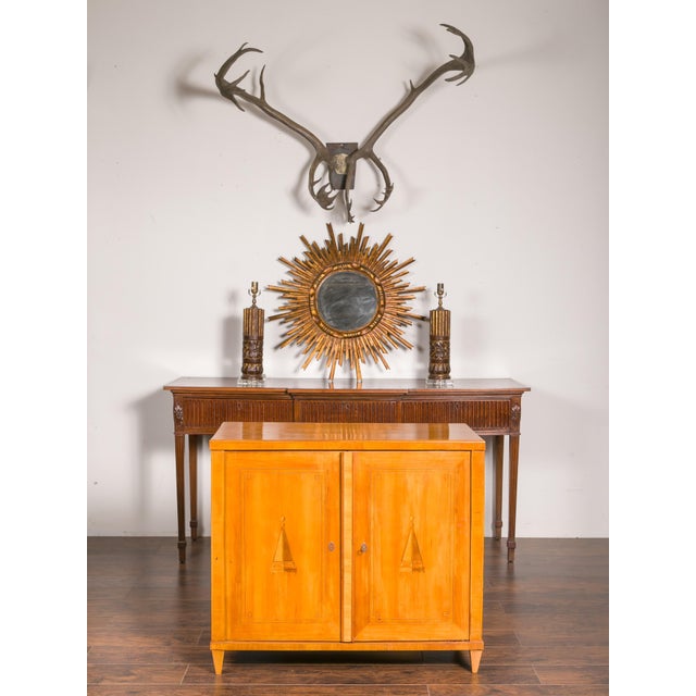 Wood Austrian Biedermeier Period Walnut Buffet with Geometric Pyramidal Marquetry For Sale - Image 7 of 12