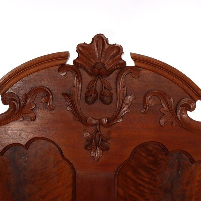 Antique Victorian Renaissance Revival Carved Walnut & Burl Bed Frame C1890 For Sale - Image 6 of 17