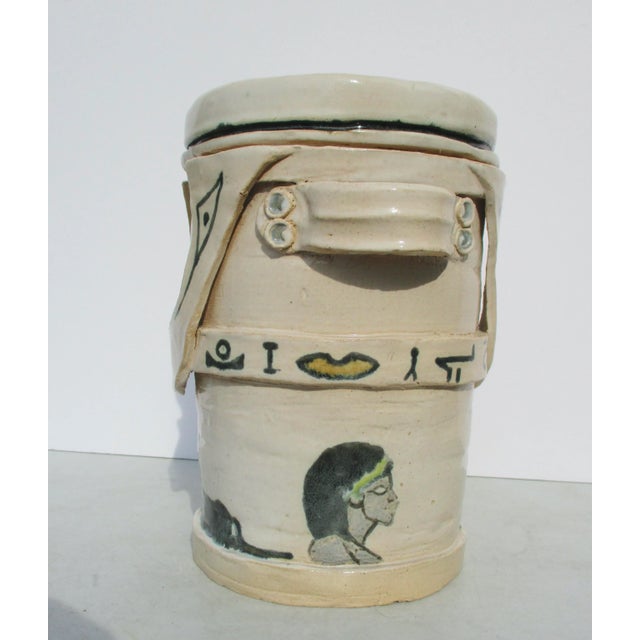 Ceramic Ice Bucket in Egypto-Hollywood Vintage 70s' For Sale In New York - Image 6 of 11