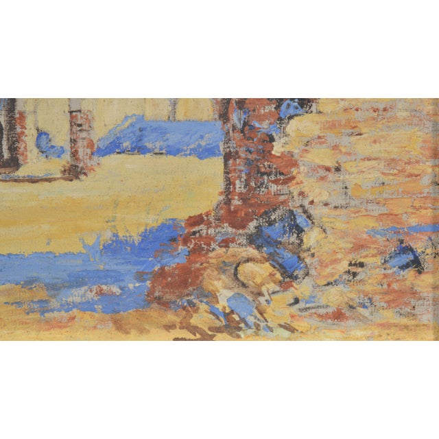 California Mission Plein Air Oil on Board Period Arts & Crafts Frame. Illegibly Signed Lower Right Center For Sale In Los Angeles - Image 6 of 8