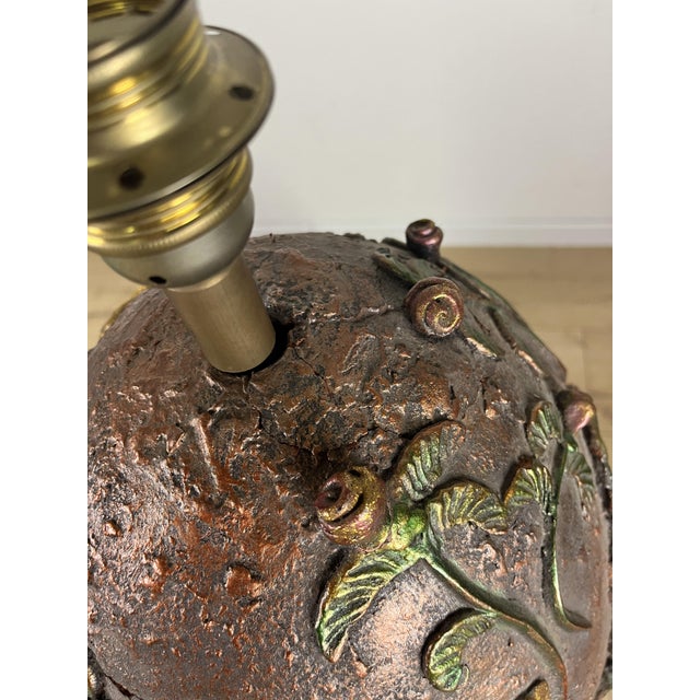 Brown Italian Painted Terracotta Lamps, 1980s, Set of 2 For Sale - Image 8 of 9