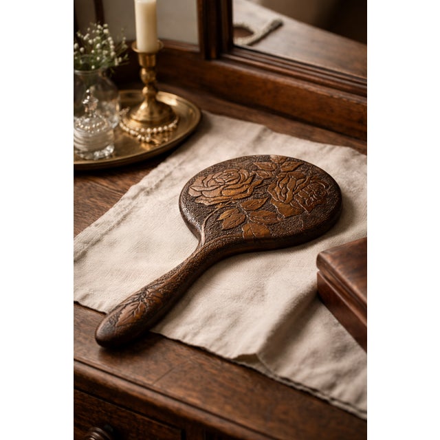 Hand Carved Walnut Mirror, 1890s For Sale - Image 3 of 7