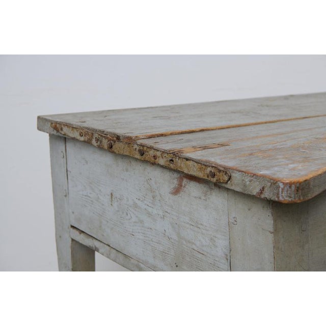 Antique Rococo Style Folk Art Console Table with Storage in Pine, Sweden For Sale - Image 9 of 12