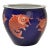 Vintage Marked Chinese Porcelain Floral Planter Blue & White Golden Koi Fish For Sale