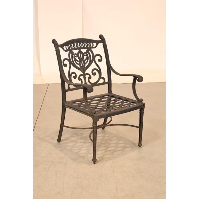 Hanamint Outdoor Round Cast Aluminum Dining Table and Chair Set For Sale - Image 18 of 18