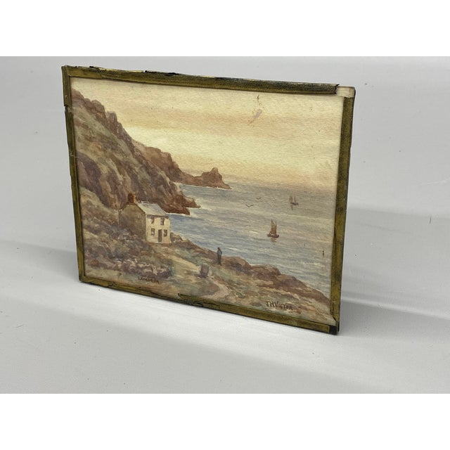 1920s 1920s Lamorna Colony Sheltered Cove Watercolor by Thomas Herbert Victor For Sale - Image 5 of 13