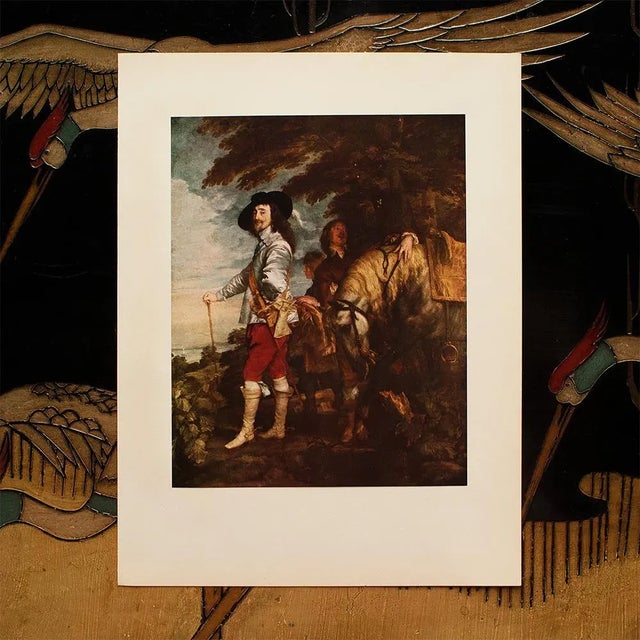 American 1956 After Anthony Van Dyck "King Charles I of England", Vintage Full-Color Print For Sale - Image 3 of 8