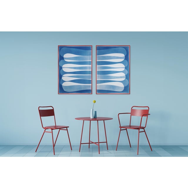 Contemporary Printmaking, Minimalist Handmade Cyanotype, Elipse Shapes Diptych on Watercolor Paper, 2026 For Sale - Image 9 of 9