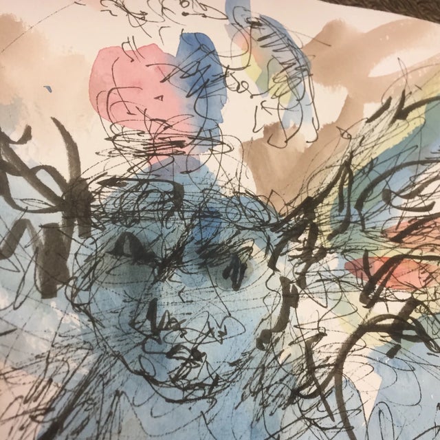 Original Ink & Watercolor Abstract Painting For Sale - Image 4 of 5