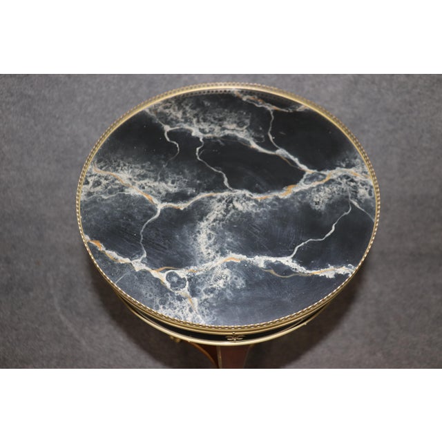 2000 - 2009 John Widdicomb Brass and Faux Marble Painted French Empire Stands - A Pair For Sale - Image 5 of 12