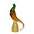 Vintage Murano Sommerso Orange Green Gold Flecks Italian Art Glass Tall Pheasant Bird Figure Sculpture For Sale
