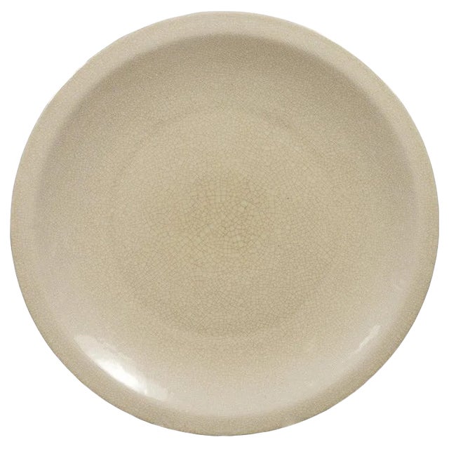 Vintage Chinese Beige Ceramic Charger Plate from the 1980s For Sale