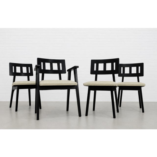 Mid-Century Modern Ebonized Mid Century Modern Dining Chairs, C. 1950's, Set/4 For Sale - Image 3 of 12