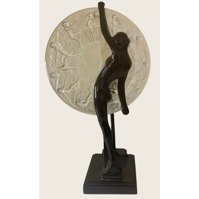 15” high, offered here is a beautiful Frankart lamp by Sarsaparilla, the “moon” glass part was made by the Consolidated...